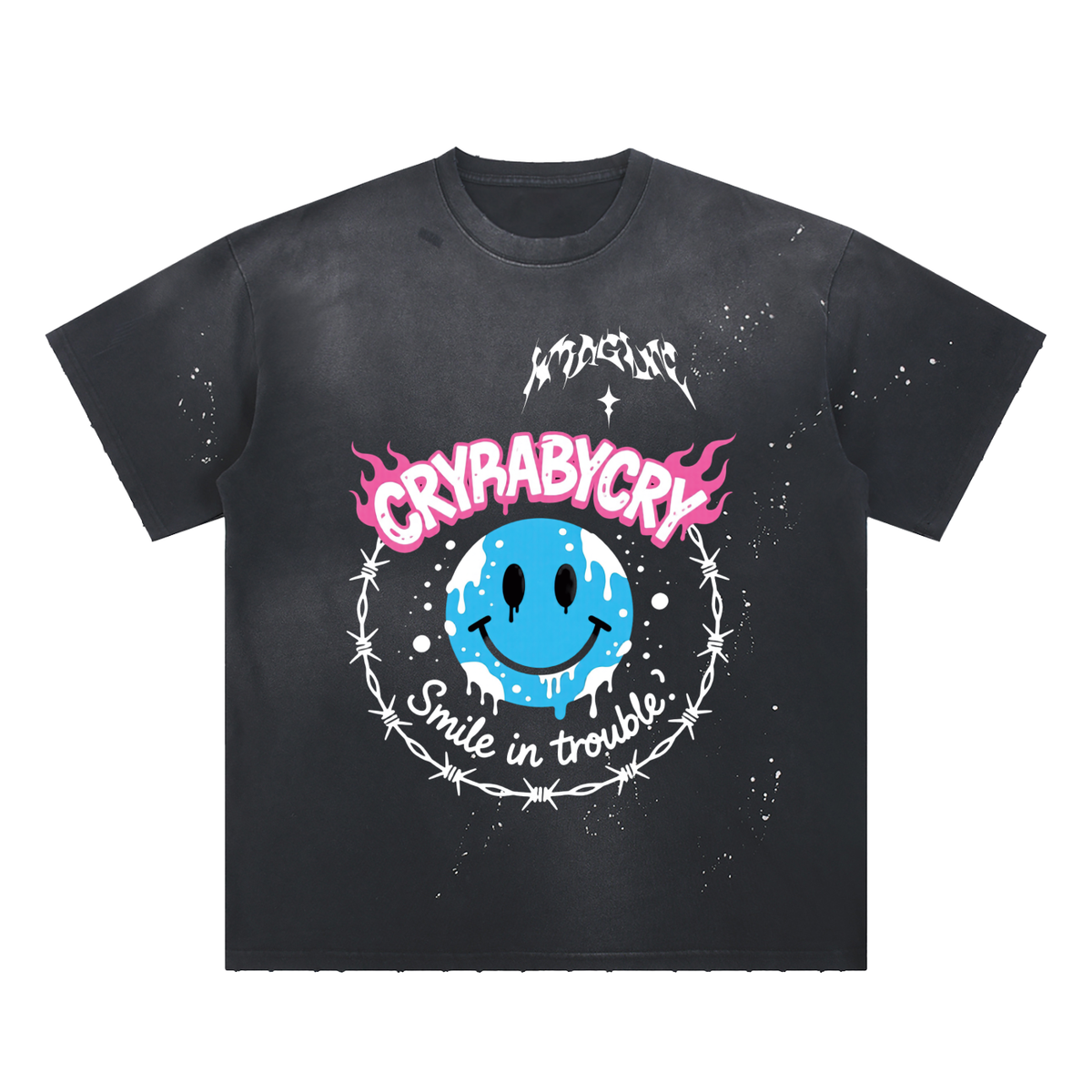 Hand-Frayed Sunfade Paint Splatter T-Shirt